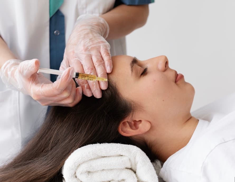 PRP platelet-rich plasma scalp injection treatment being administered